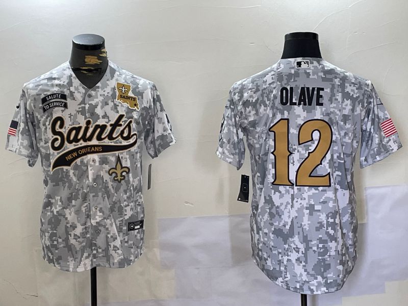 Men New Orleans Saints #12 Olave Nike Arctic Camo 2024 Salute to Service Limited NFL Jersey style 2